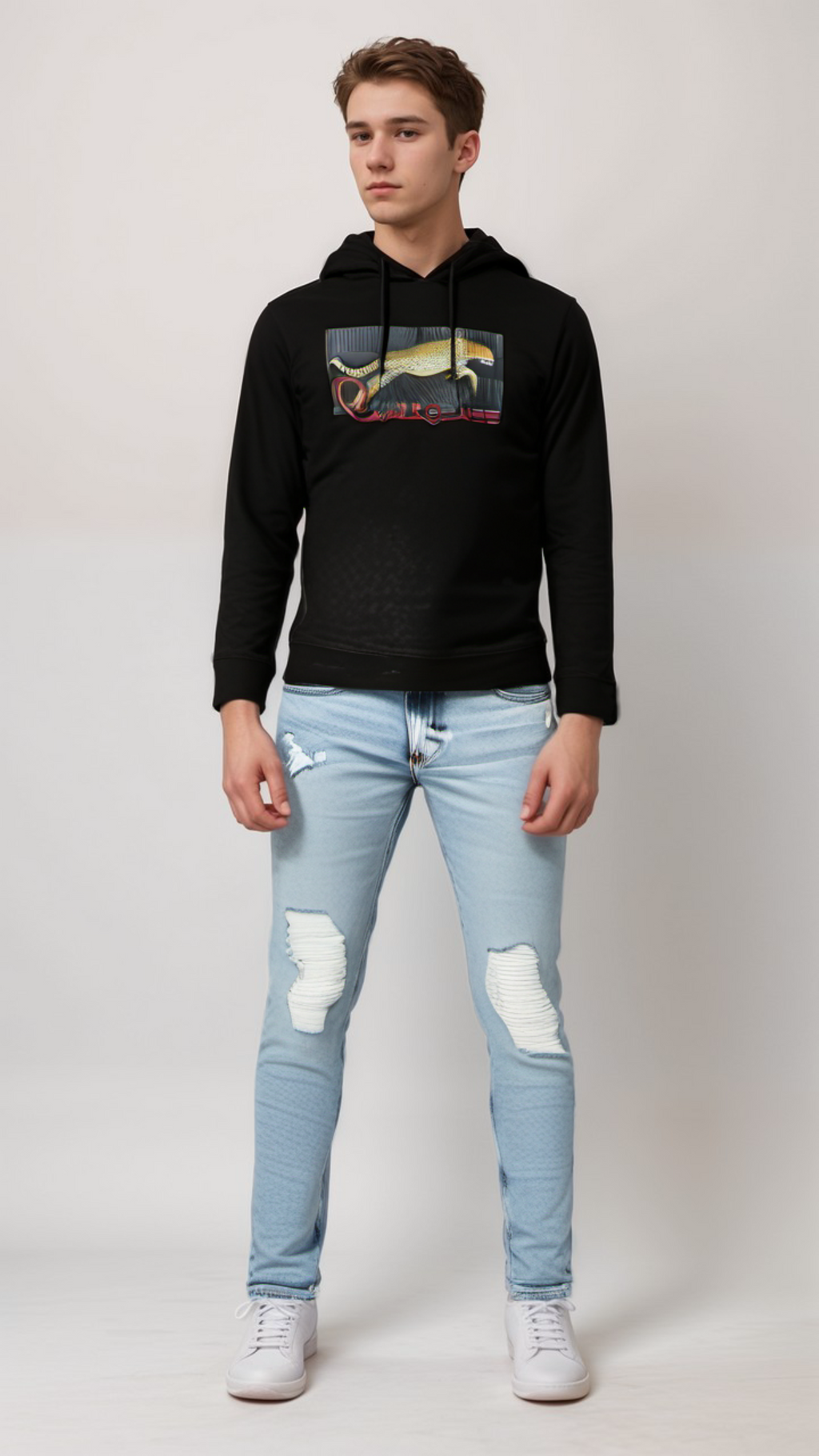 Cavalli Class Black Hooded Cotton Sweater - S M L XL