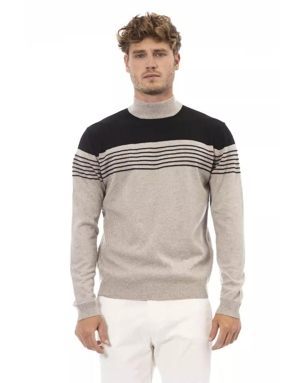 Alpha Studio Beige Viscose Blend Sweater - M L