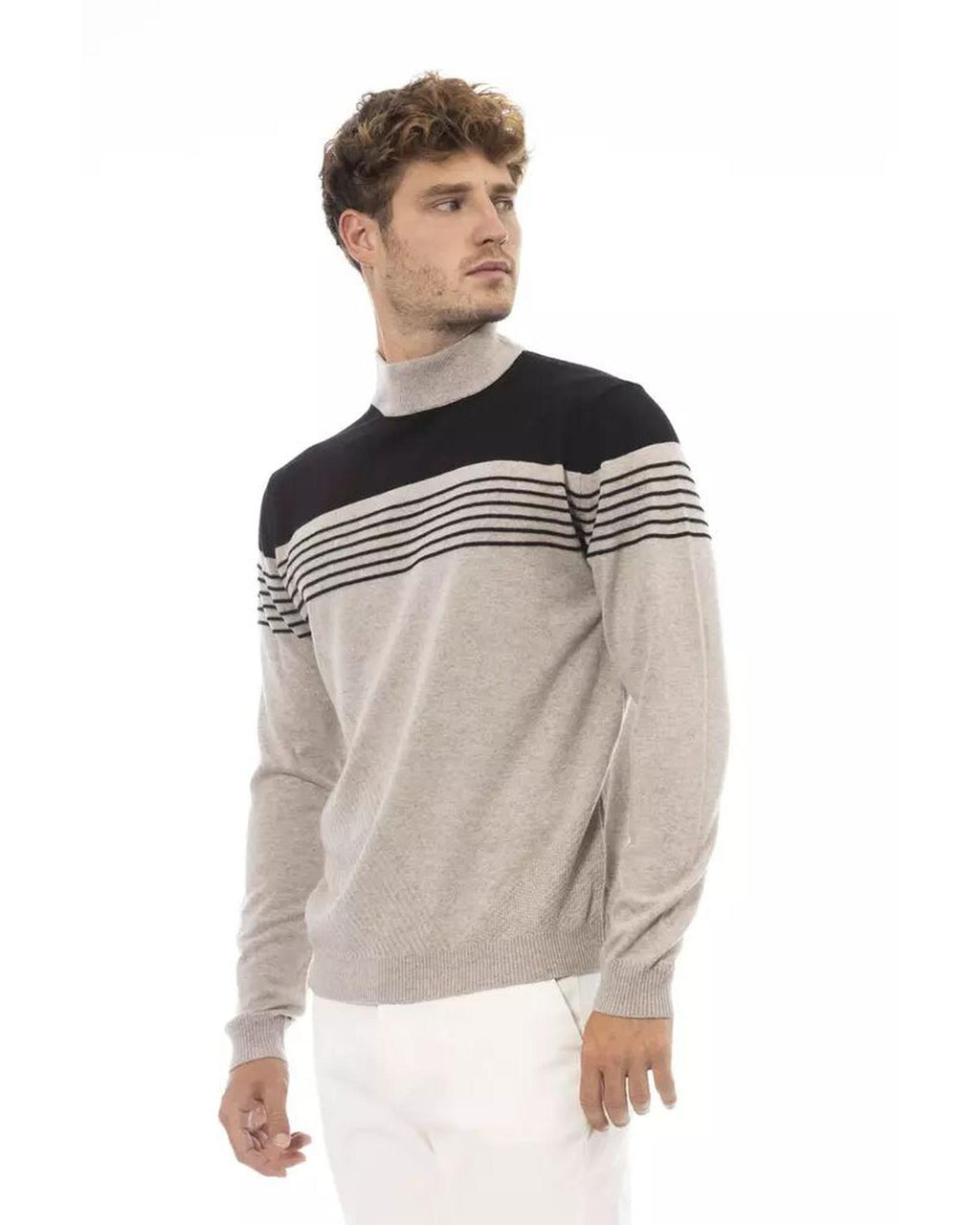 Alpha Studio Beige Viscose Blend Sweater - M L