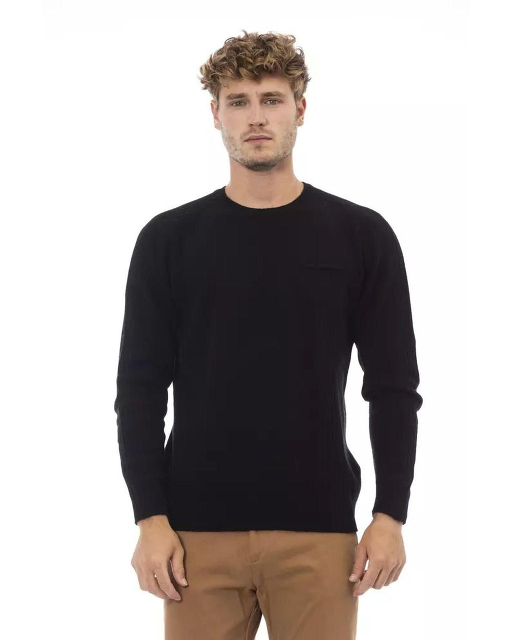 Alpha Studio Men's Black Luxury Sweater - S L XL 2XL