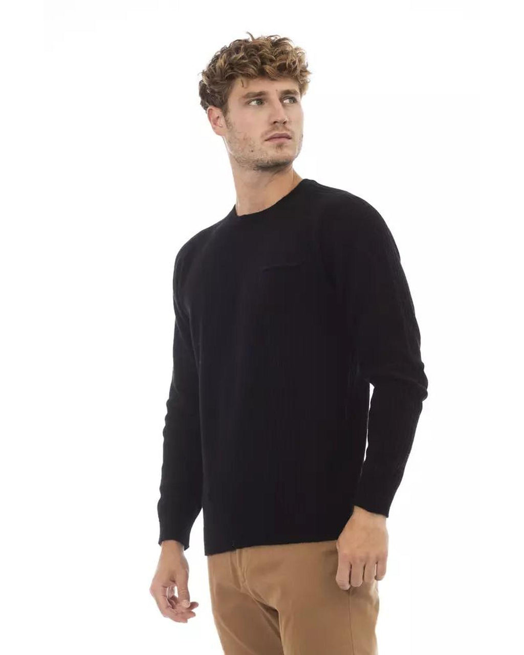 Alpha Studio Men's Black Luxury Sweater - S L XL 2XL