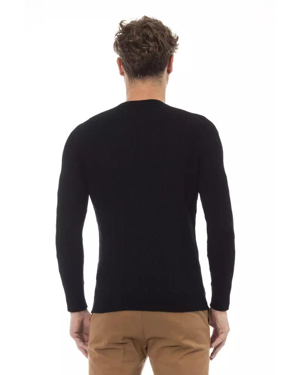 Alpha Studio Men's Black Viscose Sweater - 46 IT
