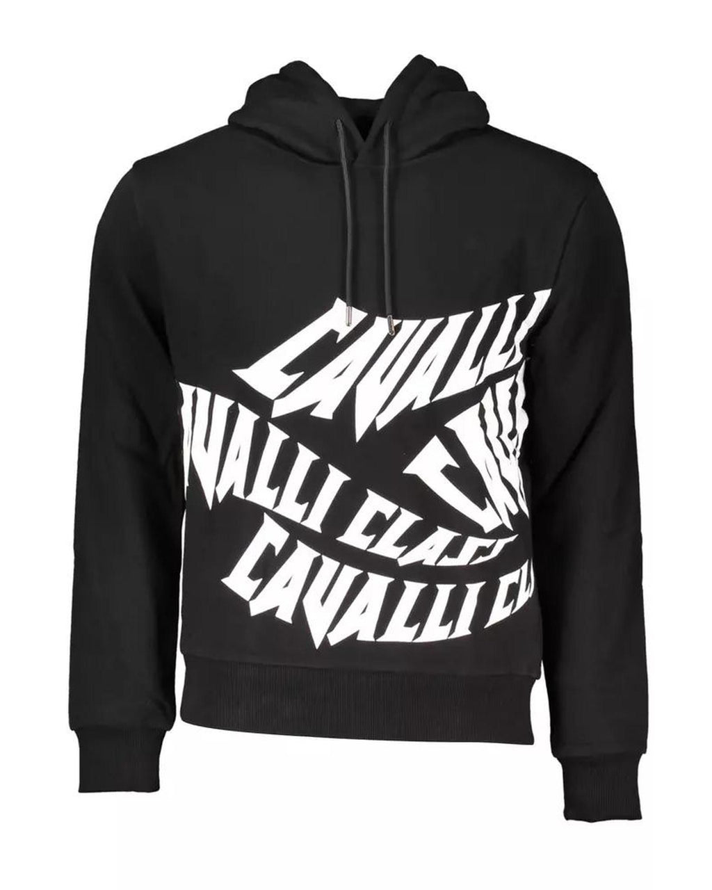 Cavalli Class Men's Black Cotton Hooded Sweater - M L XL