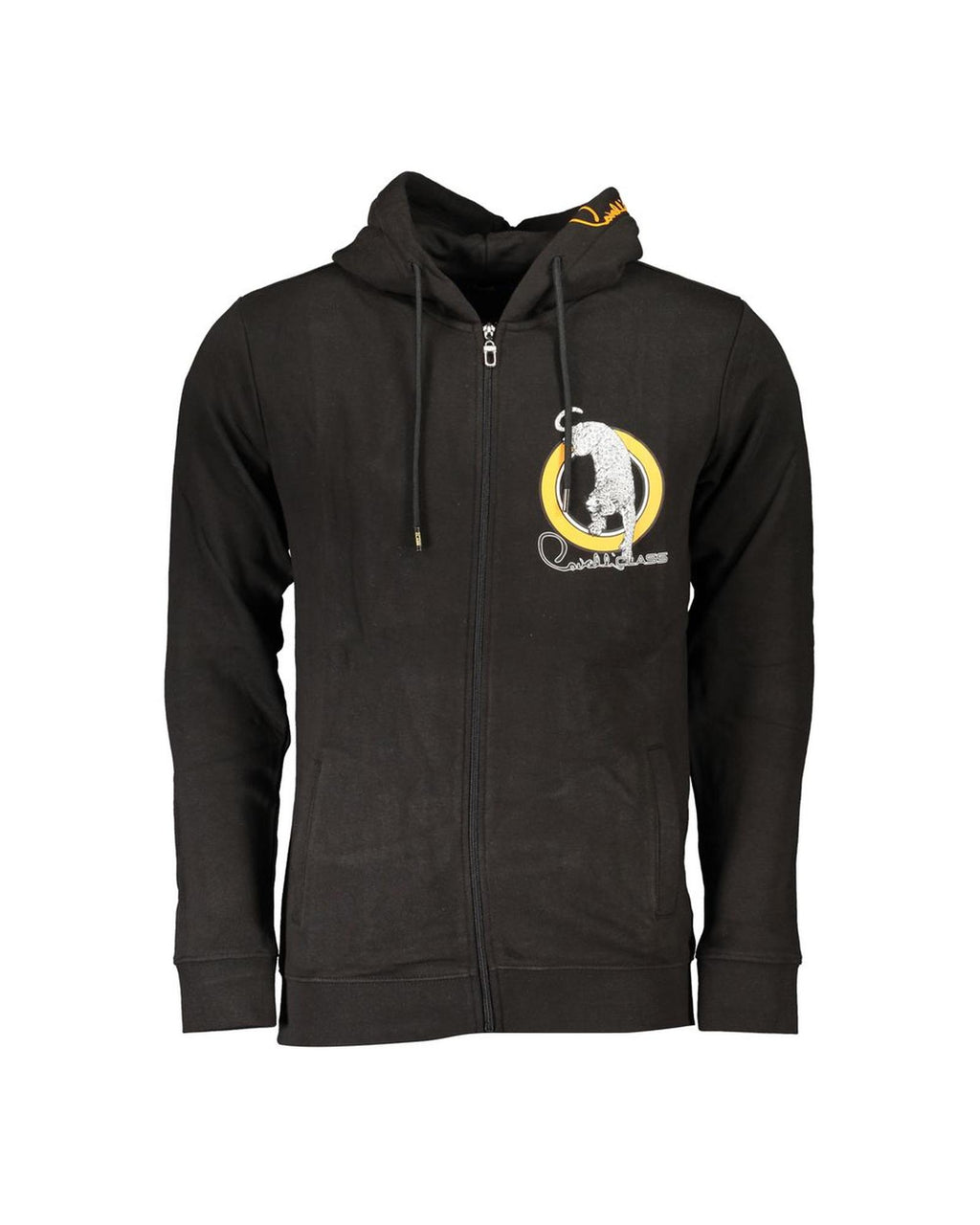 Cavalli Class Men's Full Zip Black Cotton Hooded Sweater - S M L XL