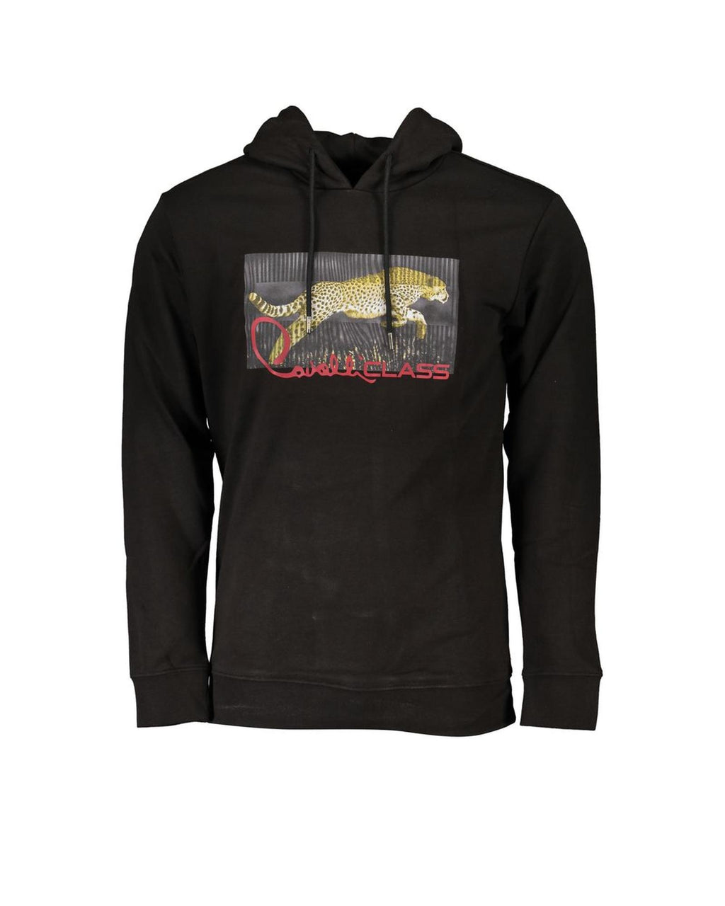 Cavalli Class Black Hooded Cotton Sweater - S M L XL
